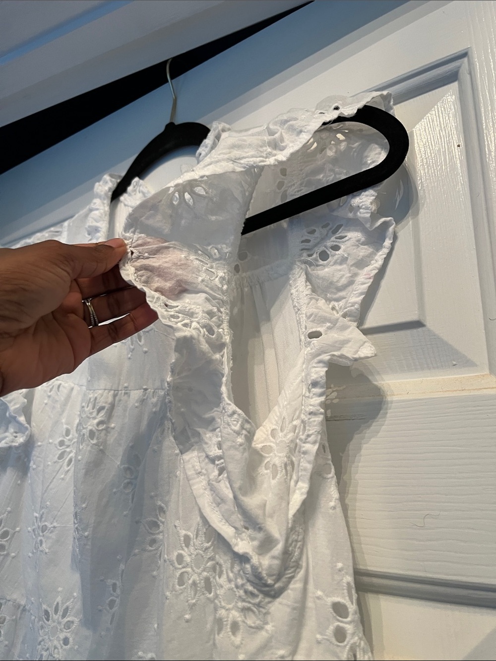 Entro White Eyelet Ruffle Mini Dress Medium - Picture 8 of 16